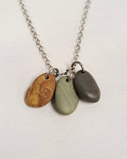 River Stone Family Silver Necklace