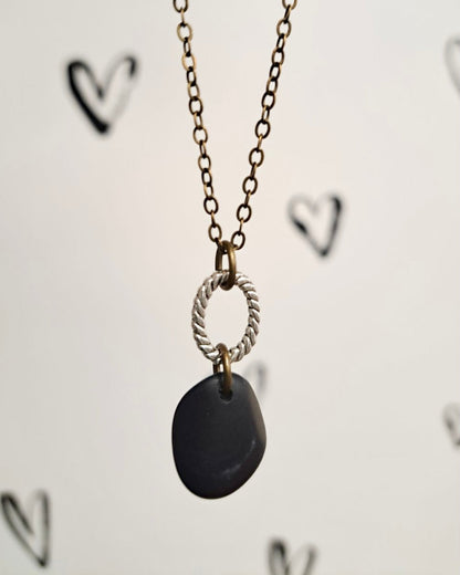 River Stone + Silver Charm Necklace