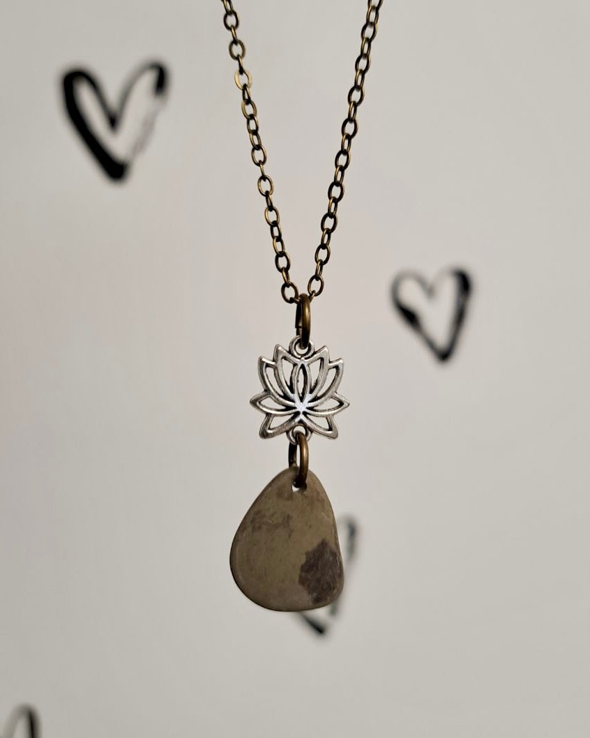 River Stone + Silver Charm Necklace