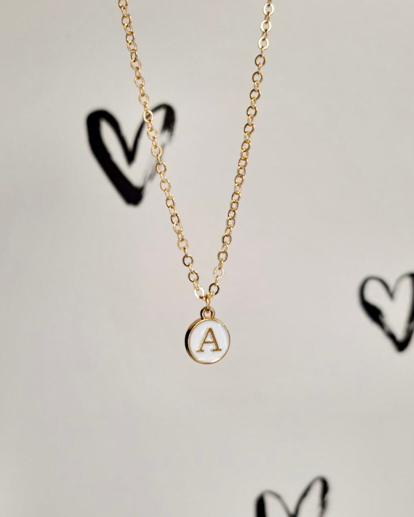 White Initial + Gold Necklace