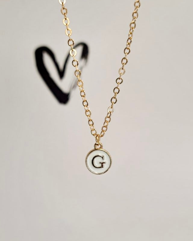 White Initial + Gold Necklace