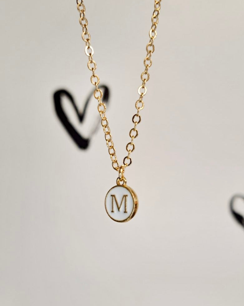 White Initial + Gold Necklace