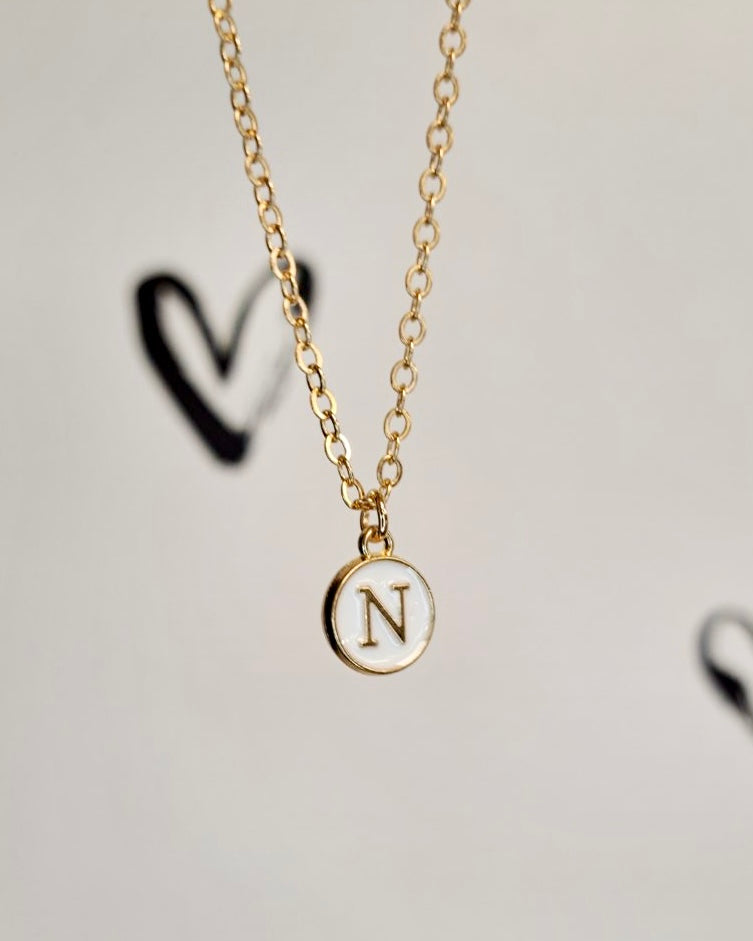 White Initial + Gold Necklace