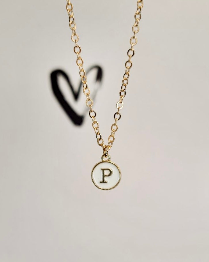 White Initial + Gold Necklace