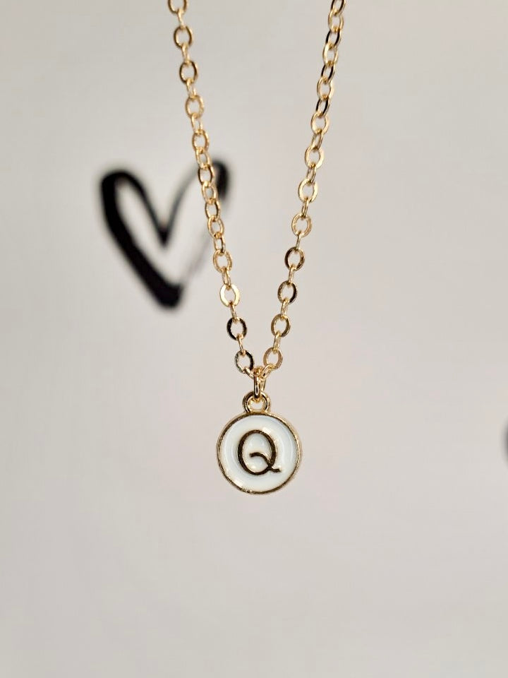 White Initial + Gold Necklace