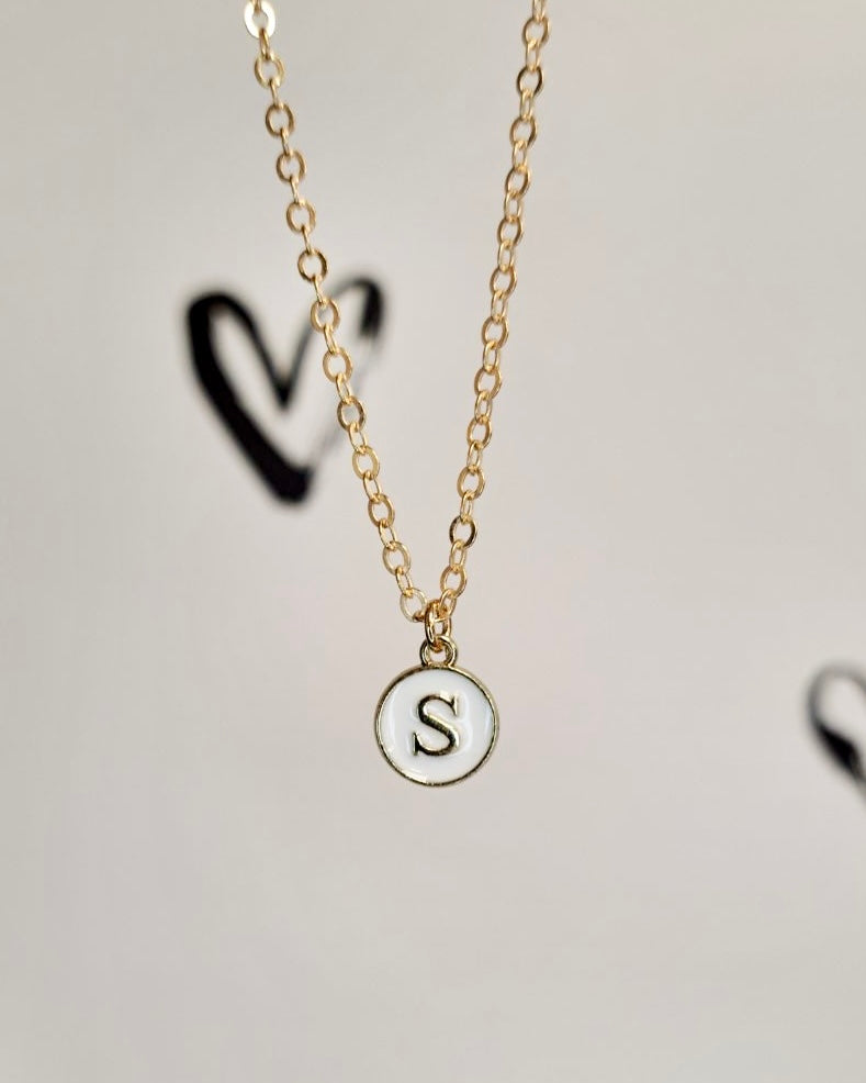 White Initial + Gold Necklace