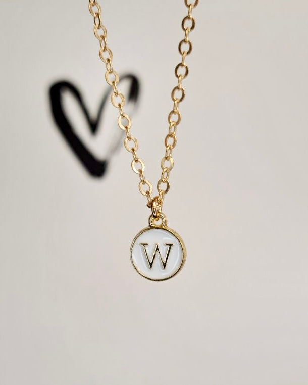 White Initial + Gold Necklace