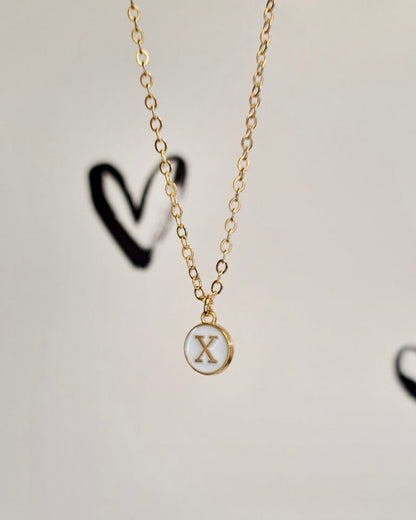 White Initial + Gold Necklace