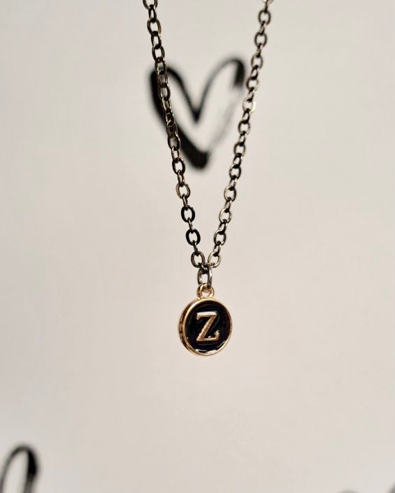 Black Initial + Gold Necklace