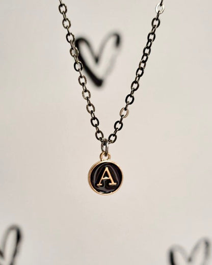 Black Initial + Gold Necklace