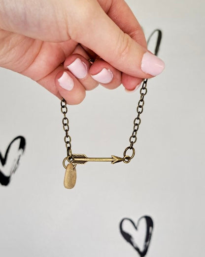 Arrow + Stone Brass Bracelet