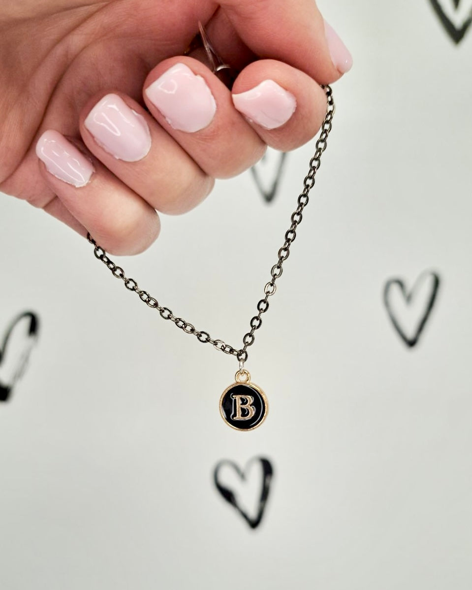 Black Initial + Gold Bracelet