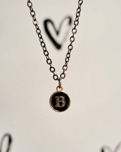 Black Initial + Gold Necklace