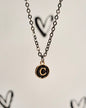 Black Initial + Gold Necklace