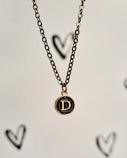 Black Initial + Gold Necklace