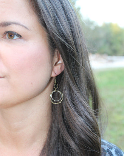 double circle brass earrings