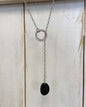 drip silver lariat necklace