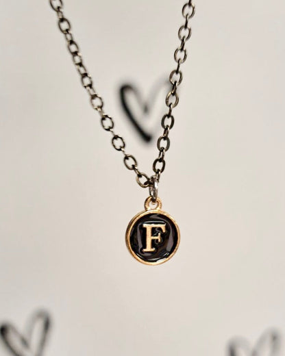 Black Initial + Gold Necklace