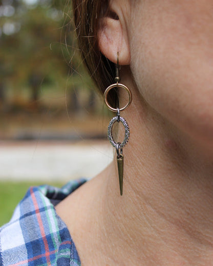 four directions mixed metal earrings