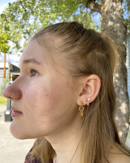 Gold + Raw Brass Leaf Mixed Metal Stud Earrings