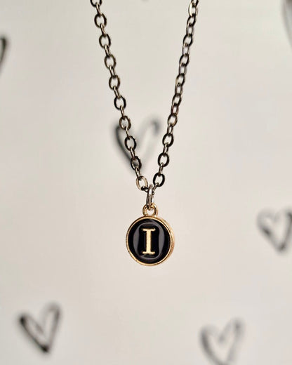 Black Initial + Gold Necklace