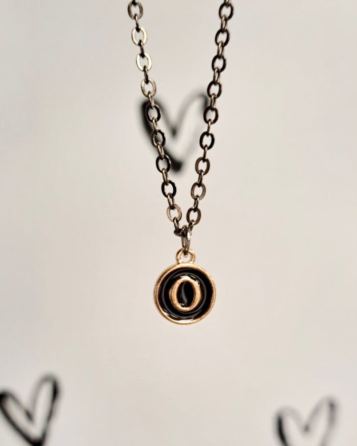 Black Initial + Gold Necklace