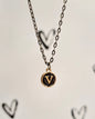 Black Initial + Gold Necklace