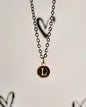 Black Initial + Gold Necklace