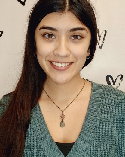 Lotus Mandala + River Stone Necklace