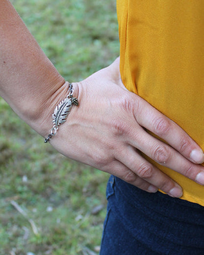 fern + pine cone mixed metal bracelet