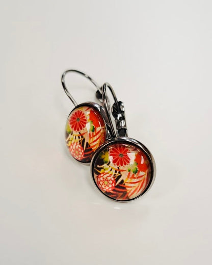 Mums + Ferns Cabochon Drop Earrings