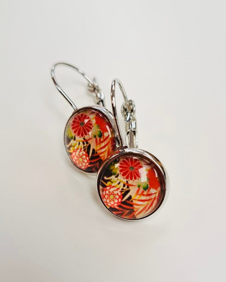 Mums + Ferns Cabochon Drop Earrings