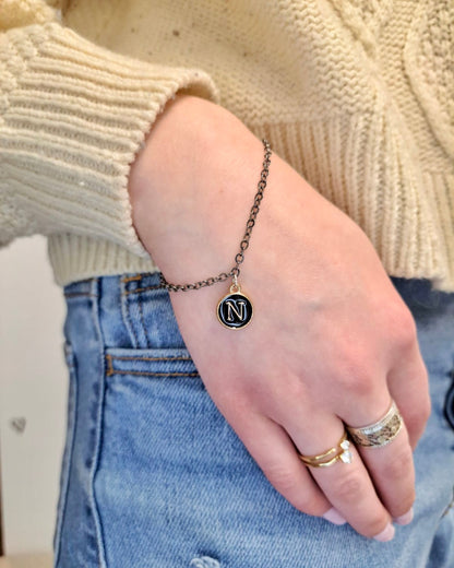 Black Initial + Gold Bracelet