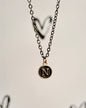 Black Initial + Gold Necklace