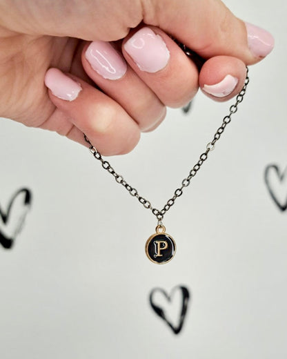 Black Initial + Gold Bracelet