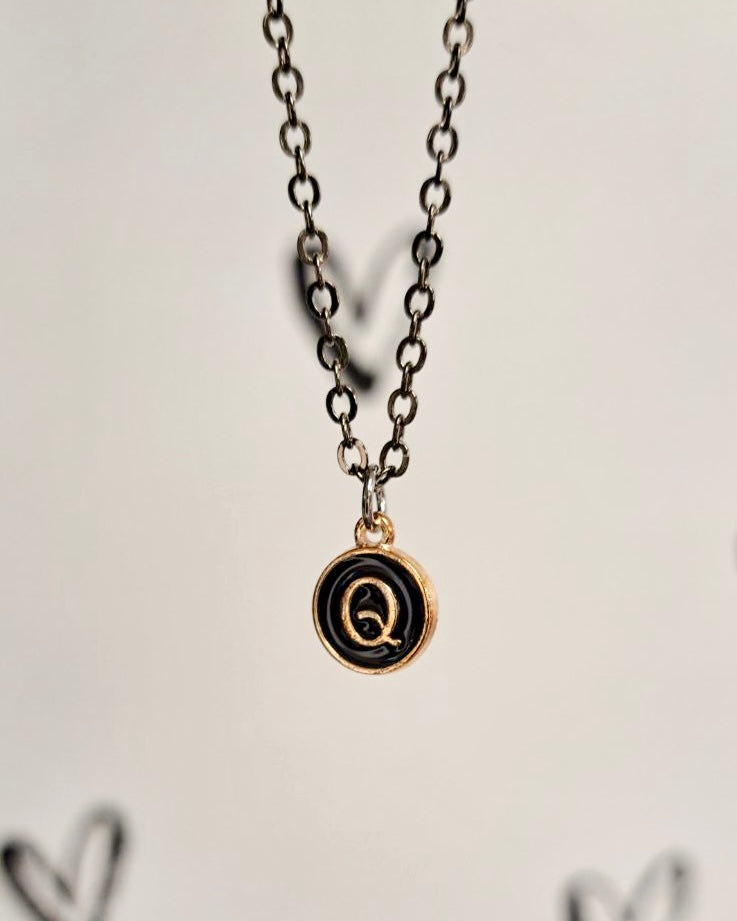 Black Initial + Gold Necklace