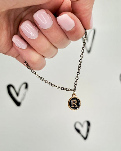 Black Initial + Gold Bracelet