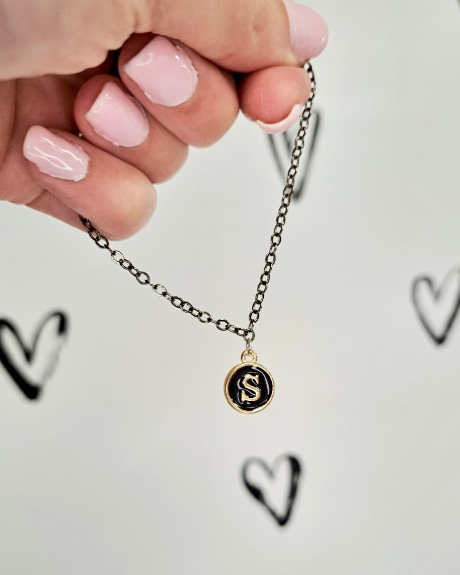 Black Initial + Gold Bracelet