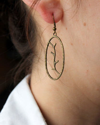 antique brass branch earrings