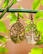 antique brass forest earrings