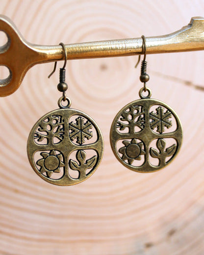 antique brass seasons earrings