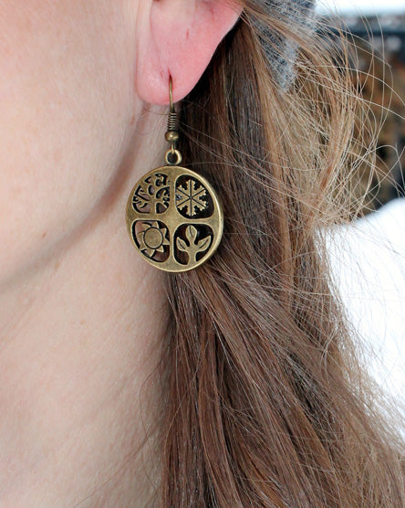 antique brass seasons earrings