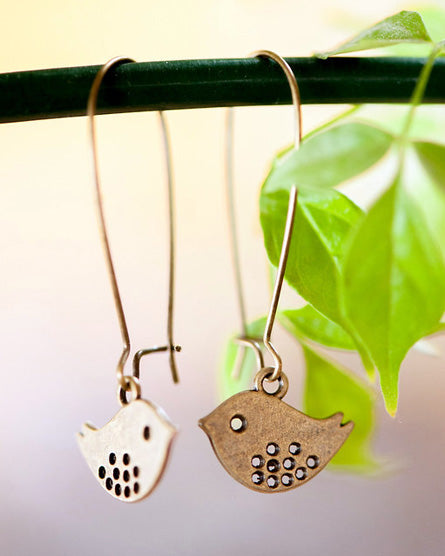 bird brass earrings