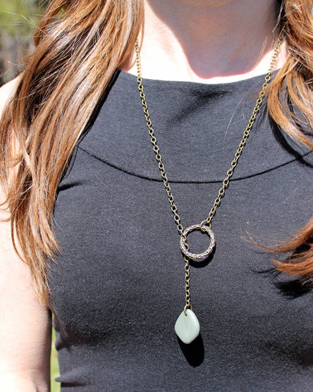 drip brass lariat necklace