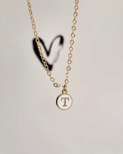 White Initial + Gold Necklace