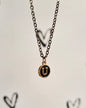 Black Initial + Gold Necklace