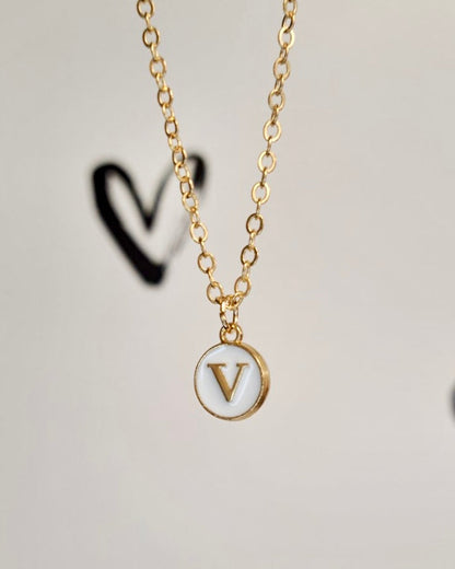 White Initial + Gold Necklace