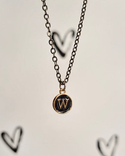 Black Initial + Gold Necklace