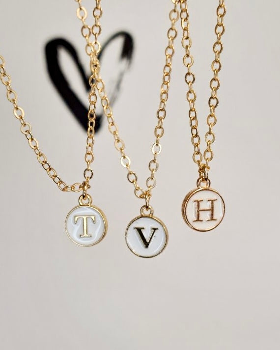 White Initial + Gold Necklace