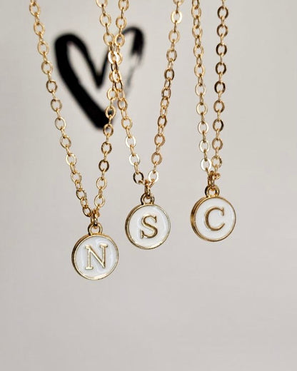 White Initial + Gold Necklace